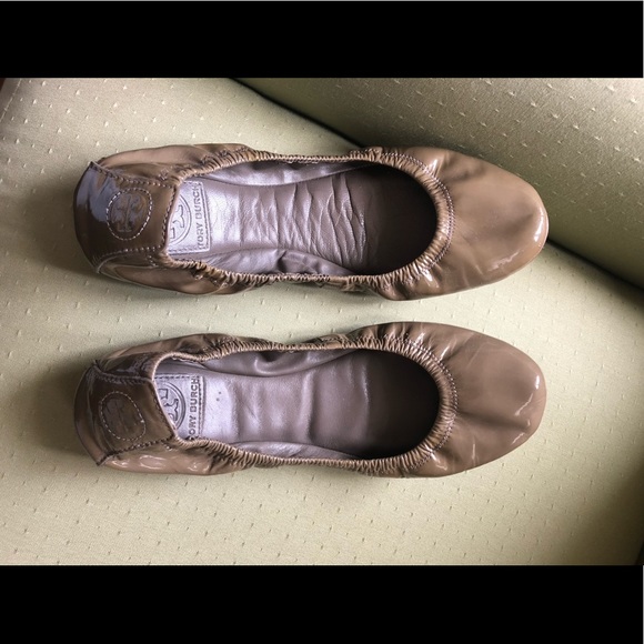 Tory Burch Olive GREEN Eddie Flats Patent Leather - Picture 2 of 5